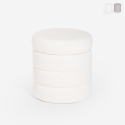 Puf de diseño de tela bouclé con almacenamiento cilíndrico para el salón Mugi Promoción