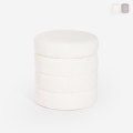 Puf de diseño de tela bouclé con almacenamiento cilíndrico para el salón Mugi Promoción