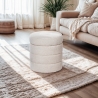 Puf de diseño de tela bouclé con almacenamiento cilíndrico para el salón Mugi Oferta