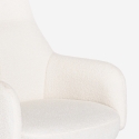 Sillón con reposapiés de tela bouclé color blanco para salón y oficina Shiro Descueto