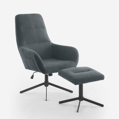 Sillón relax ergonómico de tela gris con reposapiés Asher Promoción