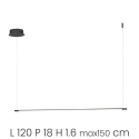 Lámpara colgante con barra LED de metal 120cm Genius L Descueto