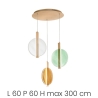 Lámpara colgante de 3 luces de vidrio y metal multicolor Juis XL Rebajas
