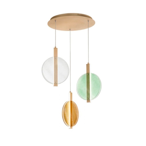 Lámpara colgante de 3 luces de vidrio y metal multicolor Juis XL Promoción