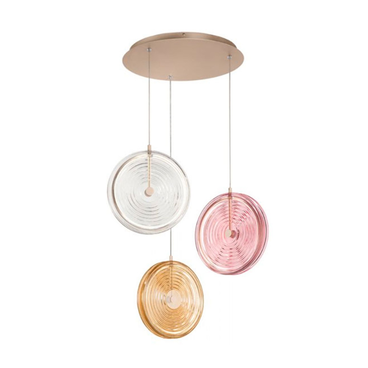 Lámpara colgante con 3 luces de vidrio y metal multicolor Jokey XL Promoción Lámpara colgante con 3 luces de vidrio y metal multicolor Jokey XL Promoción