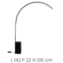 Lámpara de pie arco de metal con LED H215cm Biblio Catálogo