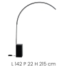 Lámpara de pie arco de metal con LED H215cm Biblio Catálogo