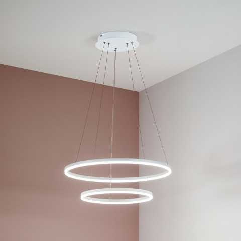 Lámpara colgante LED diseño moderno con doble anillo Skyround-2S Promoción