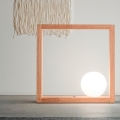 Lámpara LED de mesa diseño en madera con pantalla esférica de vidrio Kark Promoción
