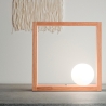 Lámpara LED de mesa diseño en madera con pantalla esférica de vidrio Kark Promoción
