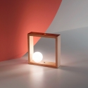 Lámpara LED de mesa diseño en madera con pantalla esférica de vidrio Kark Oferta
