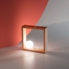 Lámpara LED de mesa diseño en madera con pantalla esférica de vidrio Kark Oferta