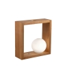 Lámpara LED de mesa diseño en madera con pantalla esférica de vidrio Kark Descueto