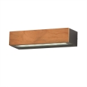 Lámpara LED de pared exterior aplique en madera de teca y vidrio Hazel Descueto
