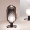 Lámpara de mesa LED de vidrio ahumado y metal negro estilo vintage Gubbio Promoción
