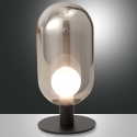 Lámpara de mesa LED de vidrio ahumado y metal negro estilo vintage Gubbio Venta