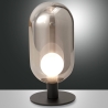 Lámpara de mesa LED de vidrio ahumado y metal negro estilo vintage Gubbio Venta