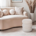Puf reposapiés de tela teddy bouclé con diseño moderno cilíndrico Okami Oferta