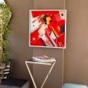 Cuadro moderno abstracto 64x64cm pintado sobre plexiglás con marco blanco Tyvek Venta