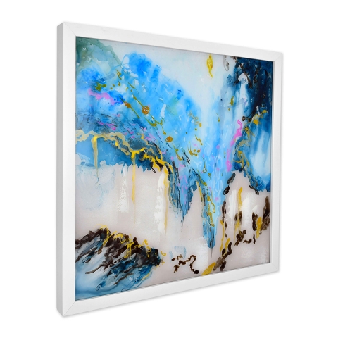 Cuadro abstracto en plexiglás 64x64cm pintura moderna marco blanco Lazur Promoción