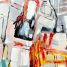 Cuadro abstracto en lienzo 100x100cm pintura moderna multicolor Prynk Rebajas