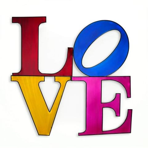 Cuadro metálico 3D multicolor 81x81 cm con inscripción LOVE Kokhannya Promoción