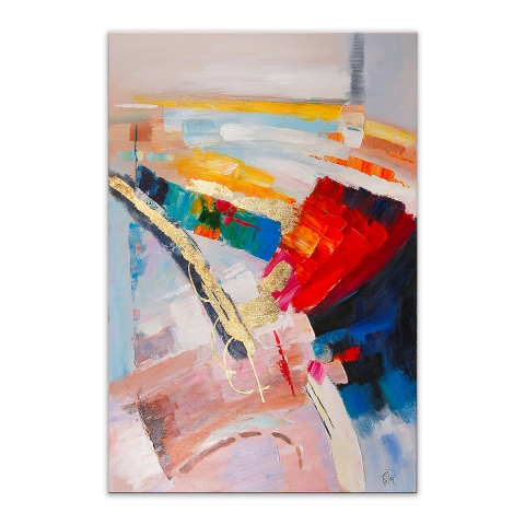 Cuadro abstracto moderno 80x120 cm pintado multicolor en relieve Arket Promoción