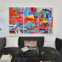 Tres cuadros abstractos modernos 165x100cm 3 pinturas multicolor sobre lienzo Viva Venta