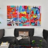 Conjunto de tres cuadros abstractos modernos 165x100cm, 3 pinturas multicolor sobre lienzo Viva Venta