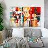 Conjunto de 3 cuadros abstractos modernos en lienzo 120x80cm tríptico de pinturas Fiora Venta