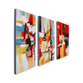Conjunto de 3 cuadros abstractos modernos en lienzo 120x80cm tríptico de pinturas Fiora Promoción