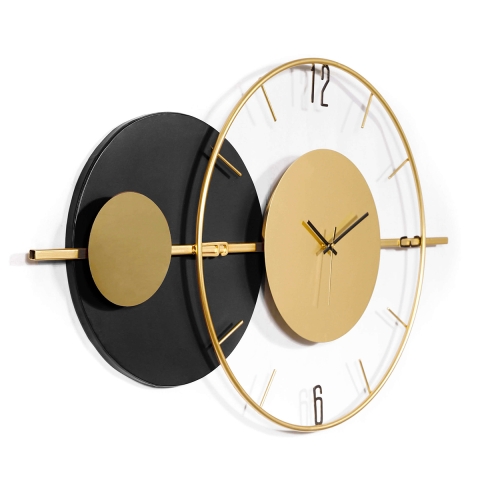 Reloj de pared 81x50cm diseño moderno metal dorado Tempo Promoción