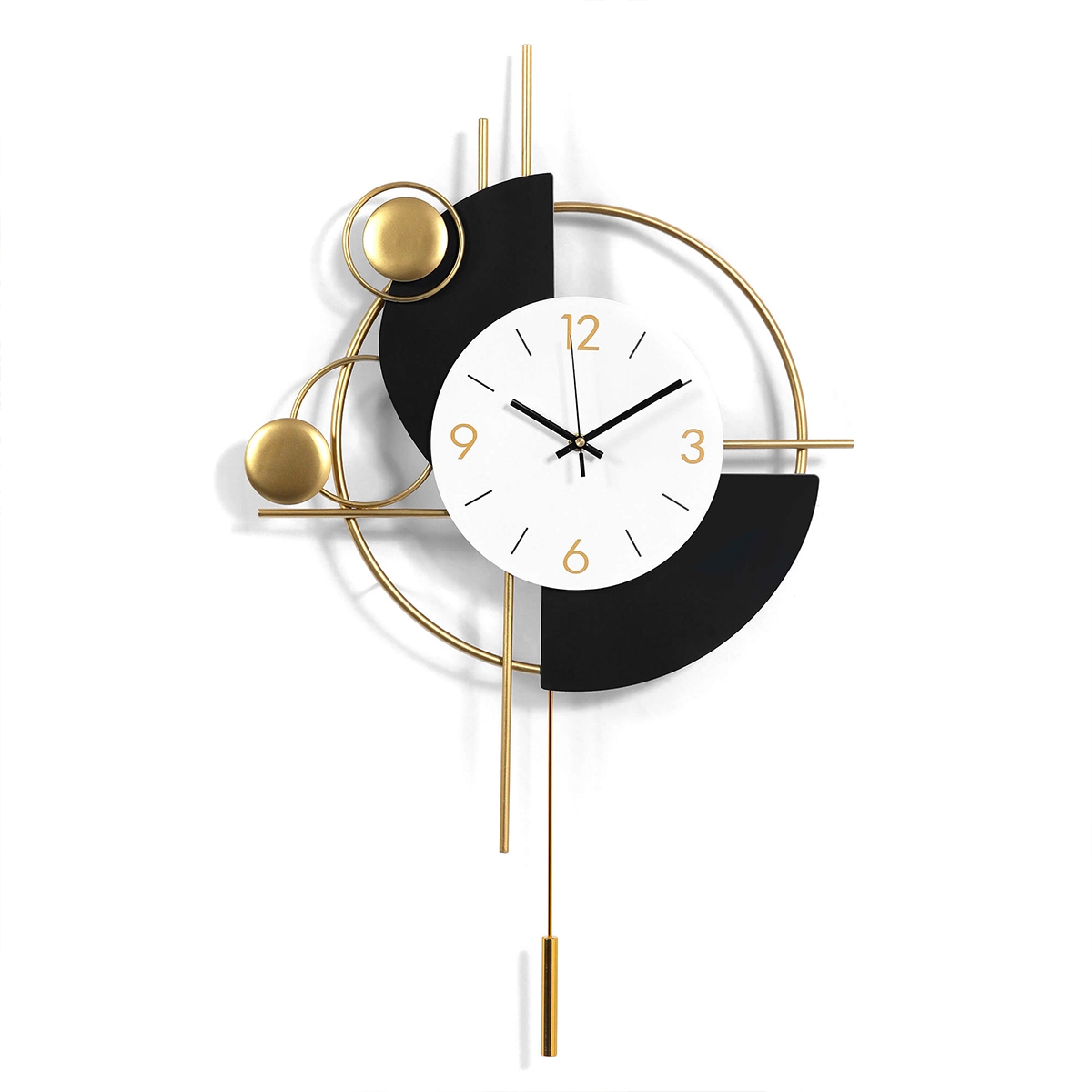 Reloj de pared moderno 46x77cm metal dorado diseño geométrico Sfera