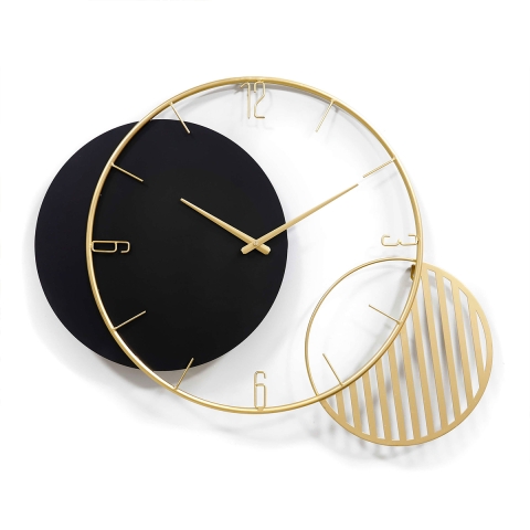 Reloj de pared 75x68 cm diseño moderno geométrico negro y oro Celo Promoción