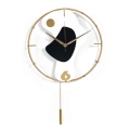 Reloj de pared moderno 42x67cm en metal dorado con péndulo Bynok Promoción