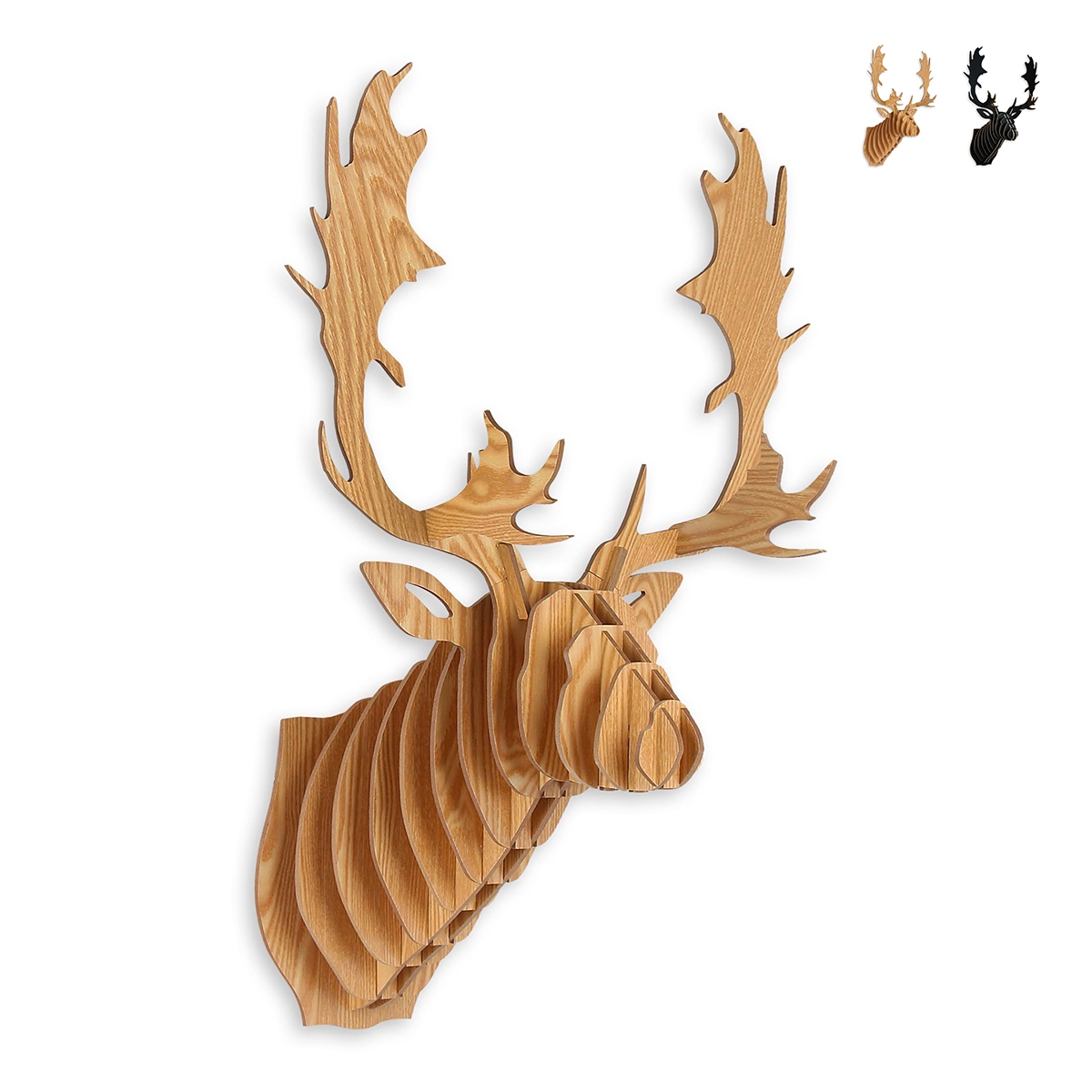Decoración de pared cabeza de reno puzzle 3D en madera MDF Fira Rebajas Decoración de pared cabeza de reno puzzle 3D en madera MDF Fira Rebajas