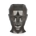 Vaso de diseño en fibra de vidrio efecto metal rostro femenino Ruzid-M Descueto