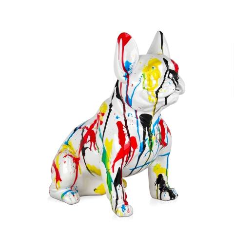 Estatua bulldog francés pop art de resina multicolor Forma XL Promoción