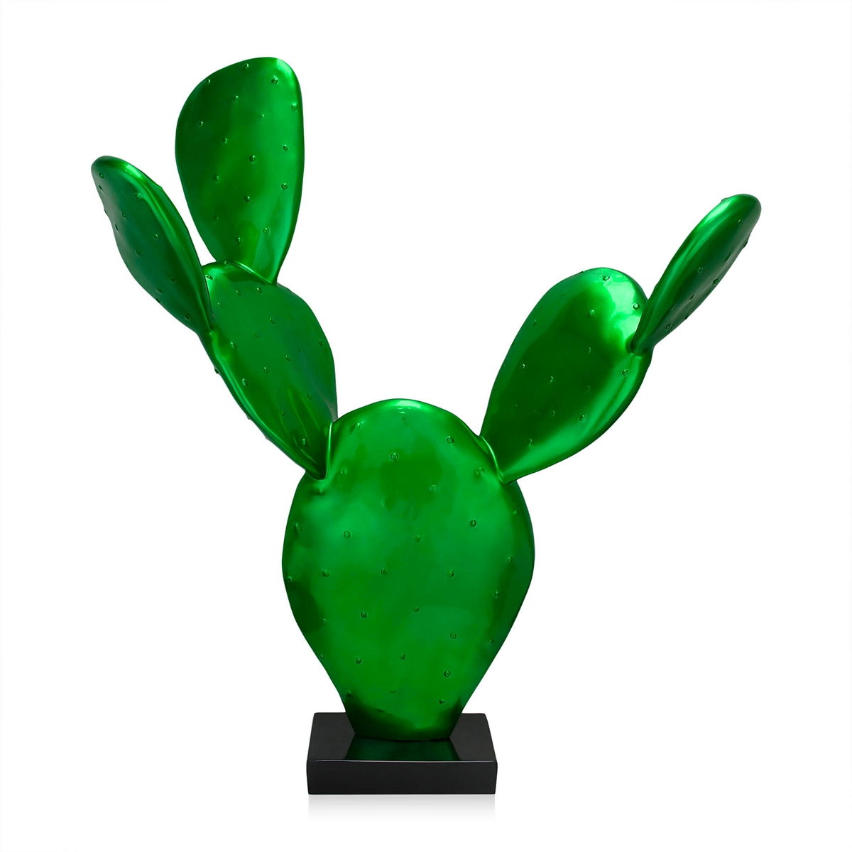 Escultura de cactus en resina estatua moderna verde metalizado Roka Promoción