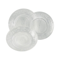 Juego de platos 18 piezas de vidrio transparente con decoración para 6 personas Imperial Oferta