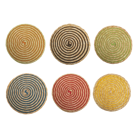 Juego de 6 manteles redondos de paja trenzada Ø38cm Spiral Color Promoción