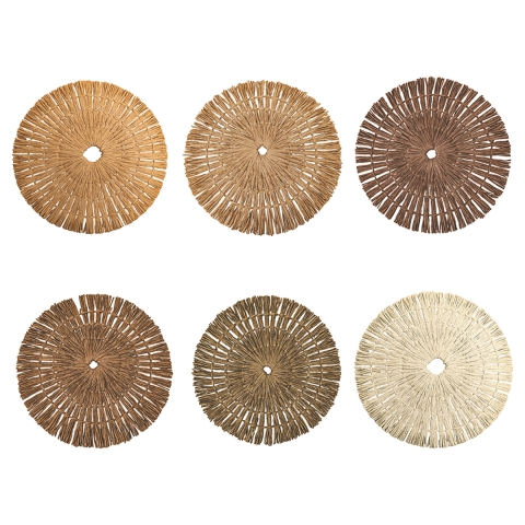 Juego de 6 manteles individuales redondos efecto paja trenzada Ø38cm Nature Promoción