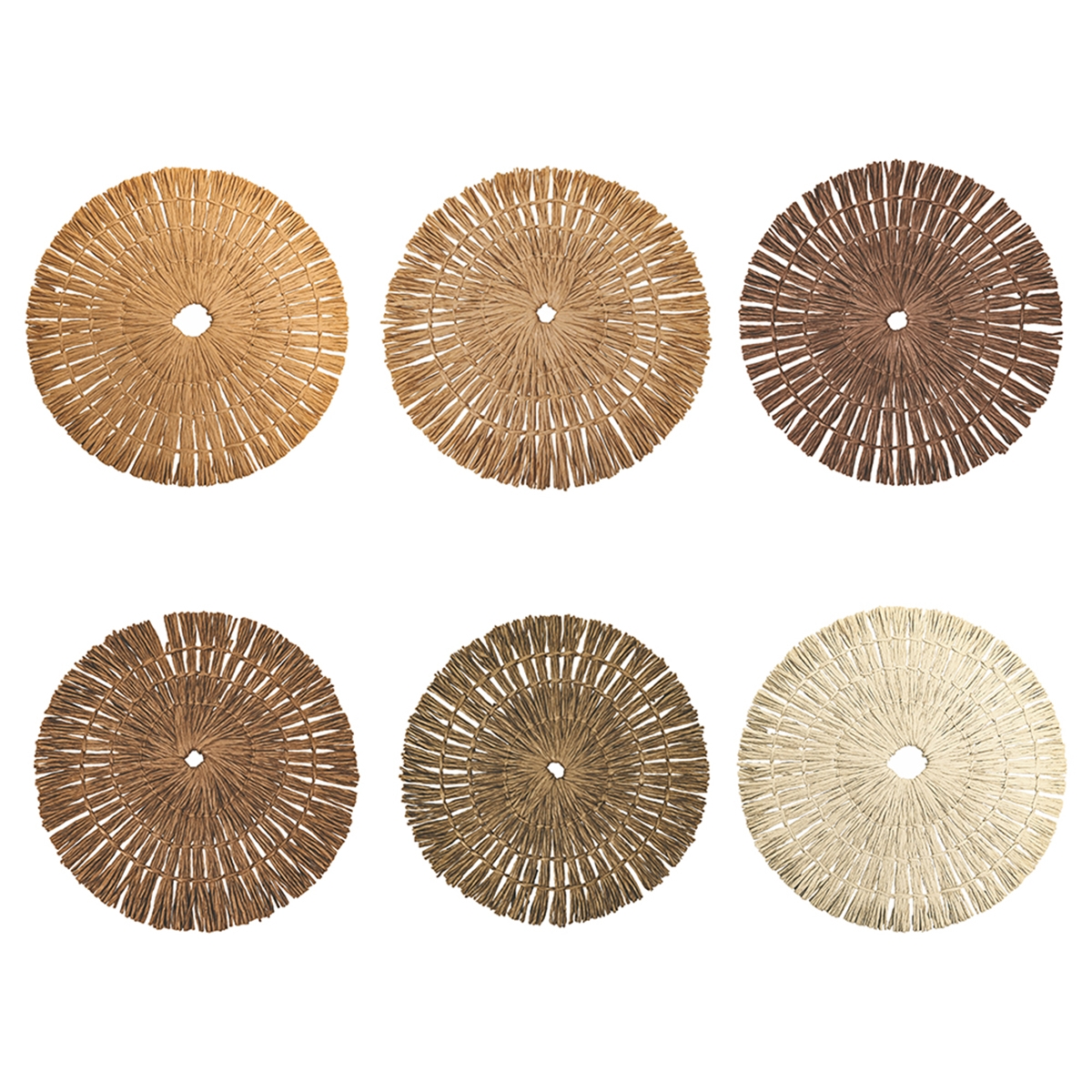 Juego de 6 manteles individuales redondos efecto paja trenzada Ø38cm Nature Promoción Juego de 6 manteles individuales redondos efecto paja trenzada Ø38cm Nature Promoción