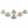 Juego de 6 tazas de café de porcelana con plato 90ml Marea C Modelo