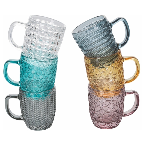 Juego de 6 tazas de café de vidrio coloreado 90 ml Geometrie C Promoción