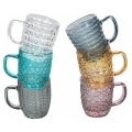 Juego de 6 tazas de café de vidrio coloreado 90 ml Geometrie C Promoción