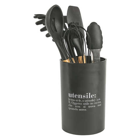 Porta utensilios negro con inscripción 8 piezas Victionary C Promoción