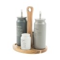 Set de condimentos de madera 5 piezas con aceitera de gres Victionary B Oferta