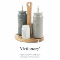 Set de condimentos de madera 5 piezas con aceitera de gres Victionary B Elección