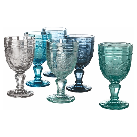 Set de 6 copas 265ml en vidrio decorado arabesco Syrah Promoción
